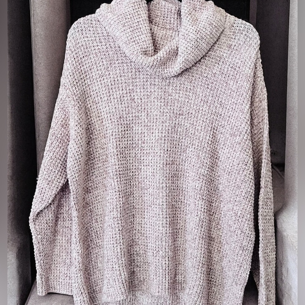 Falls Creek Pink Heathered Knit Cowl Sweater
